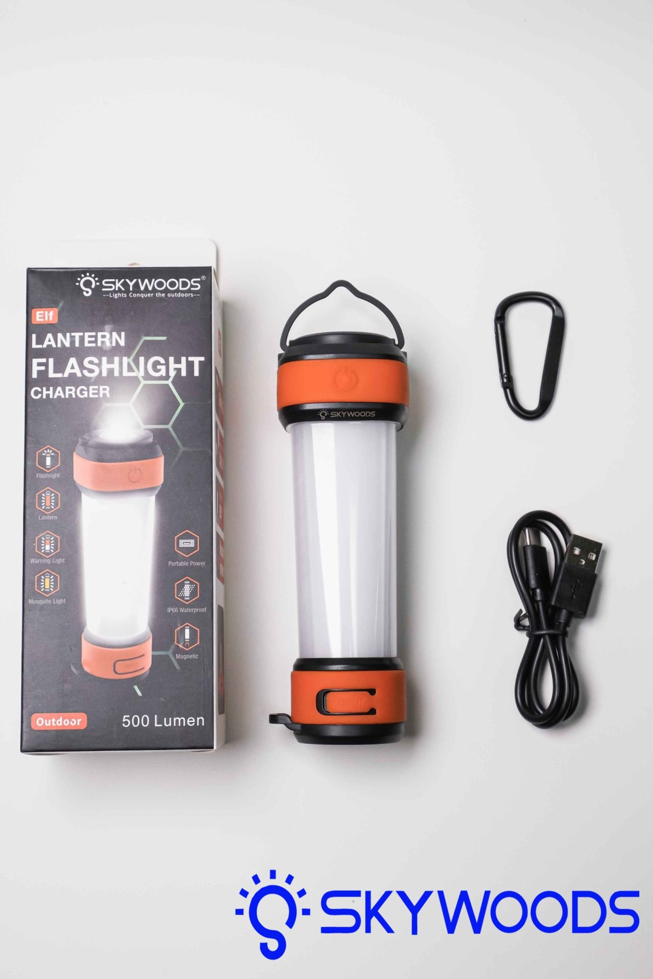 Skywoods 500流明 四合一強光燈 L70931 露營燈 集驅蚊 行動電源 手電筒 警示燈 戶外 夜晚 手提